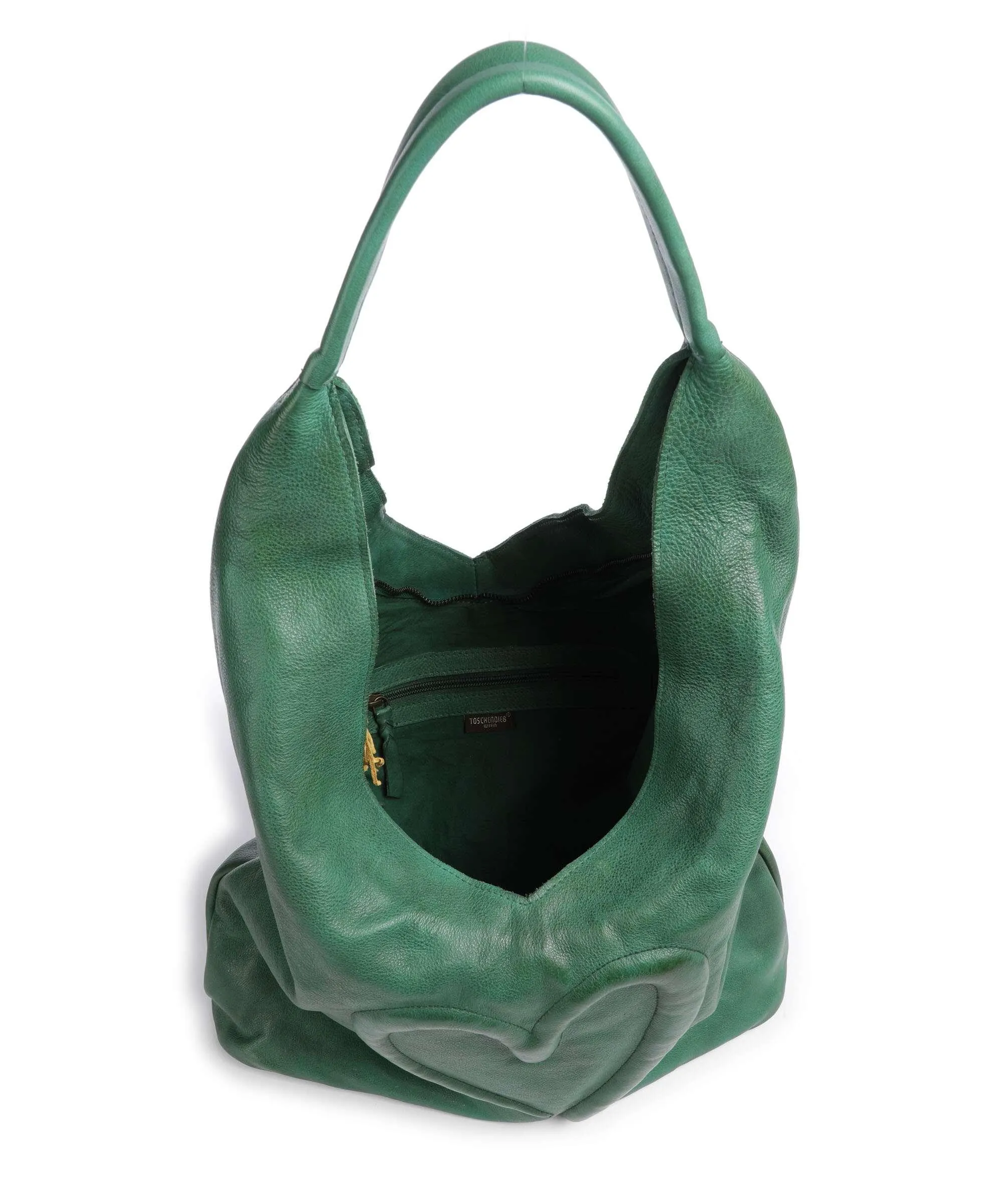  Taschendieb Wien Herzgasse 21 Borsa hobo pelle di vacchetta grana verde  