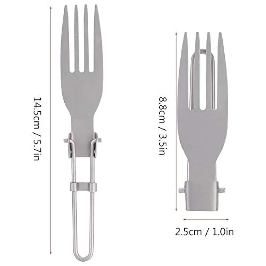 Utensili per esterni portatili con forcella in titanio pieghevole per campeggio, viaggio in aereo, zaino in spalla(Forchetta) 15