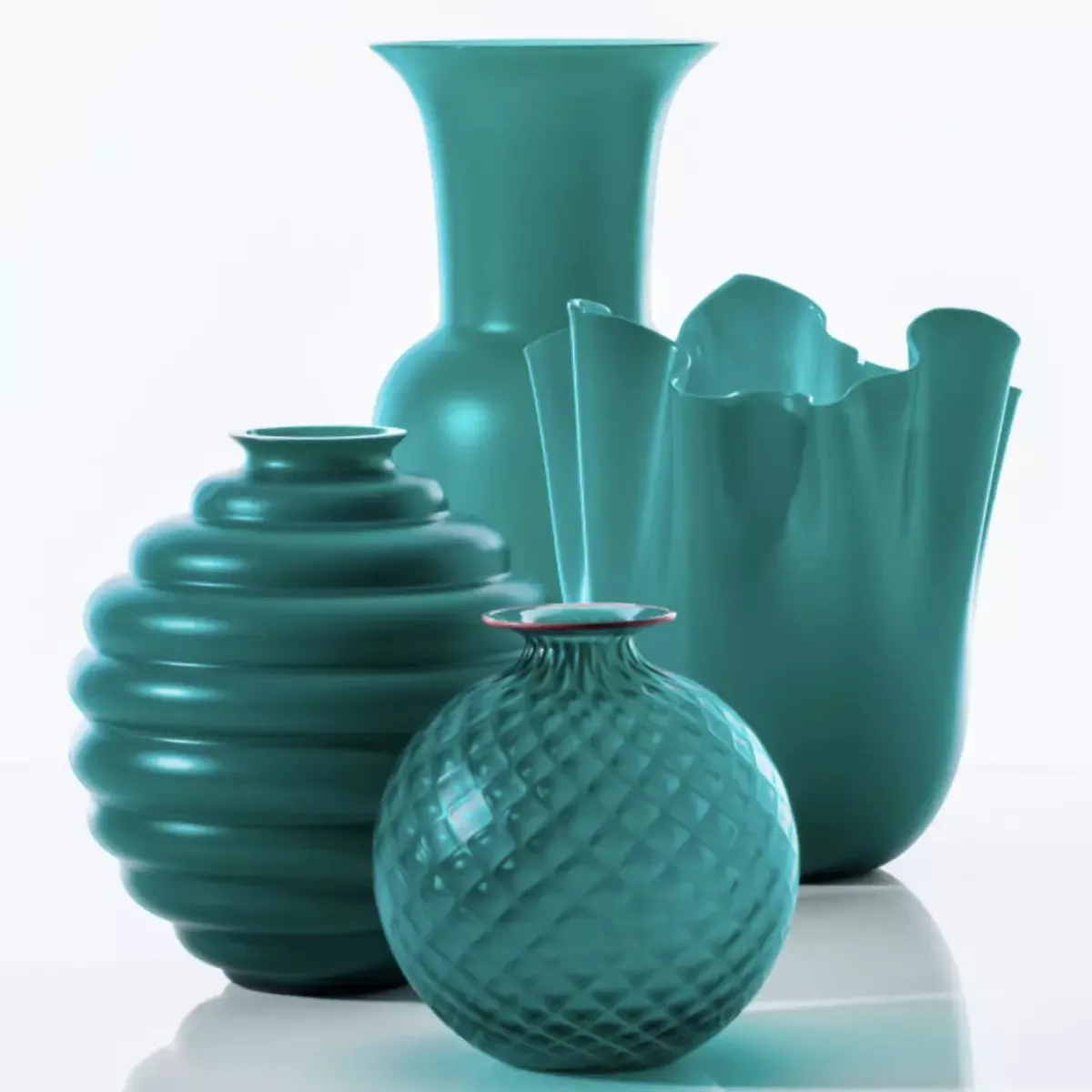 Vaso Venini Deco Verde Paraiba Sabbiato Piccolo 18 cm 707.08