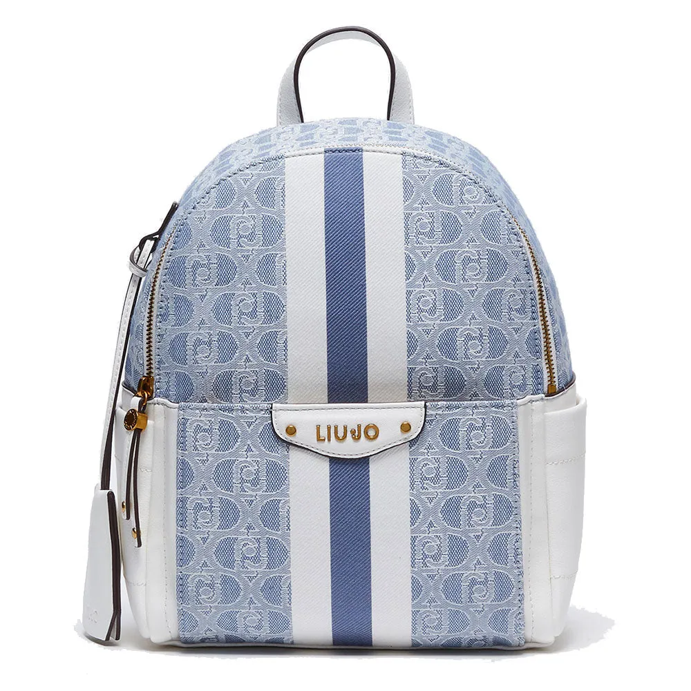 Zaino Donna LIU JO in Tessuto con Logo Jacquard color Denim Blue