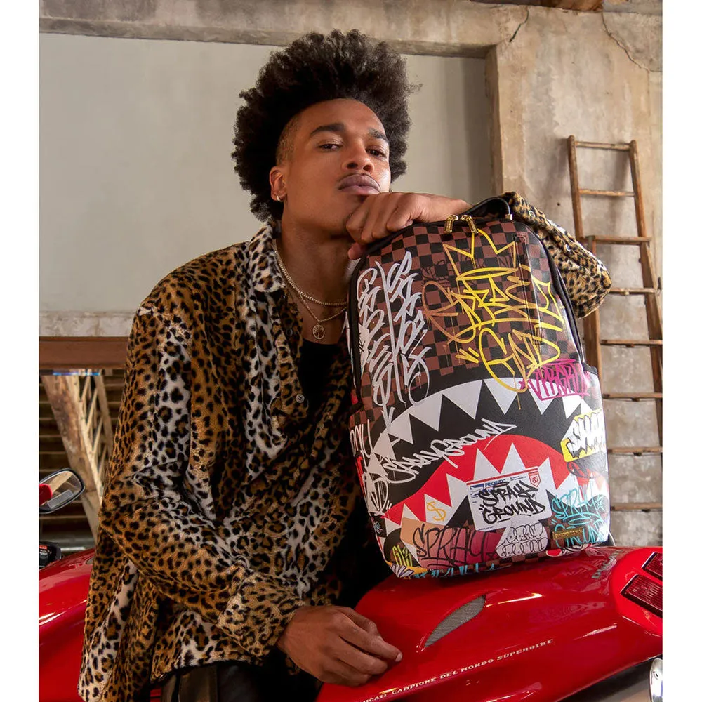 Zaino SPRAYGROUND stampa Tagged Up Sharks in Paris Brown